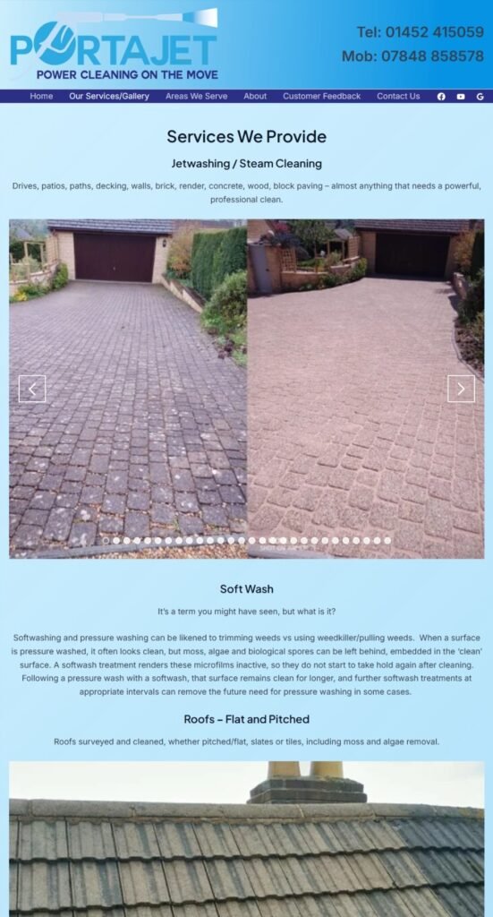 Redesigned Portajet website - by Piece of Cake Web Design Gloucestershire