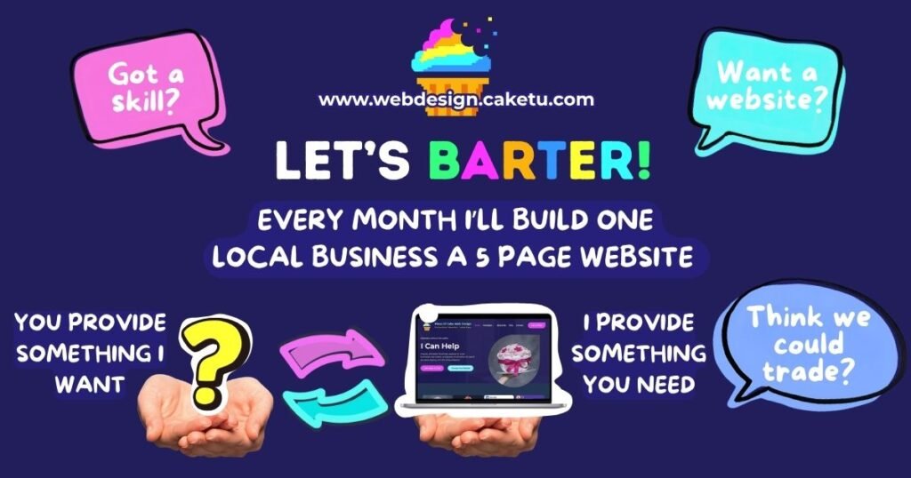 Advert visually describing the barter proposition.